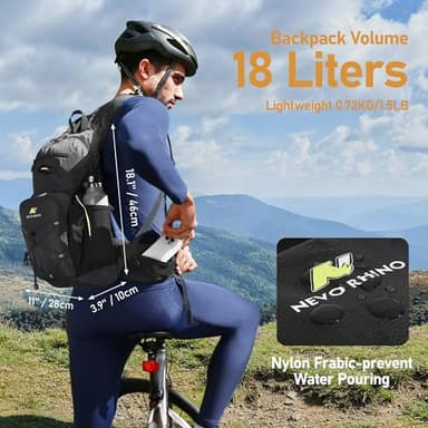 N NEVO RHINO Hydration Backpack, 18L Multipurpose Hiking Backpack with 3L Water Bladder, Water Backpack Insulated Hydration Pack Ideal for Hiking and Cycling - Image 5