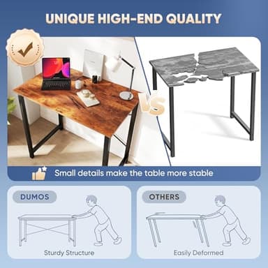 DUMOS 32 Inch Office Small Computer Desk Modern Simple Style Writing Study Work Table for Home Bedroom - Wood Brown - Image 7