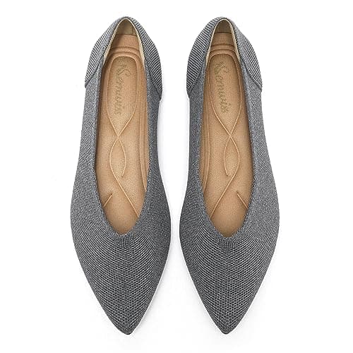 Semwiss Women's Ballet Flats Comfortable Casual Dressy Shoes,Work Flats Office Shoes Pointed Toe Leopard Flats Grey Size 10 - Image 1