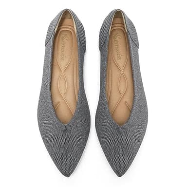 Semwiss Women's Ballet Flats Comfortable Casual Dressy Shoes,Work Flats Office Shoes Pointed Toe Leopard Flats Grey Size 10 - Image 1