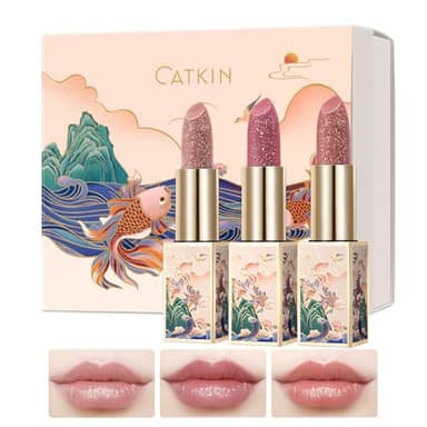 CATKIN Lip Balm Color Tinted Changing Lipstick Ultra Hydrating Lip Moistrurizer Lip Care with Vitamin E Nourishing For Cracked & Dry Lips 0.12 oz 3pcs Gift Box (01+04+07) - Image 1