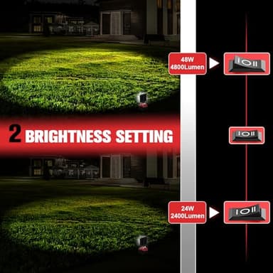 Crodless Work Light Compatible with Milwaukee 18V Battery, MtiolHig Portable LED Light 6000K 48W 4800 Lumen Flood Light Flashlight Battery with USB-A & Type C Emergency for Camping, Workshop - Image 3