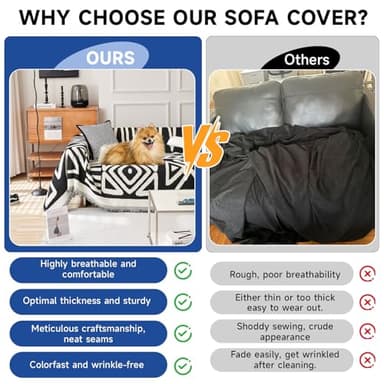 VClife Boho Couch Cover Chenille Couch Cover for 2 Cushion Couch, Dog Sofa Cover with Tassel Washable Loveseat Cover, Non Slip Couch Covers for Sectional Sofa Living Room Furniture Protector, 71x118 - Image 4