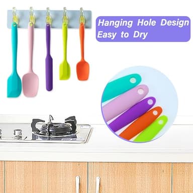 Silicone Spatula Set, 5 Piece Food Grade Rubber Spatulas for Baking, Cooking, and Mixing High Heat Resistant Non Stick Dishwasher Safe BPA-Free (Multicolor) - Image 4