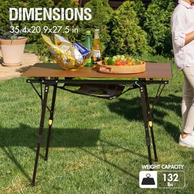 PORTAL Camping Table Portable Folding Table Ultra Lightweight Folding Camp Table 4 Adjustable Legs Aluminum Roll Up Table Top with Carry Bag for Outdoor Travel Backyards BBQ - Image 5