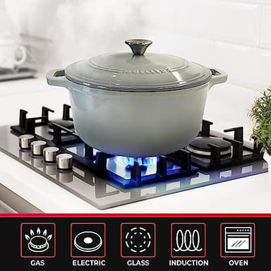 Mueller 6 Quart Enameled Cast Iron Dutch Oven, Heavy-Duty Casserole and Braiser Pan with Lid and Knob, Safe for All Cooktops - Image 5