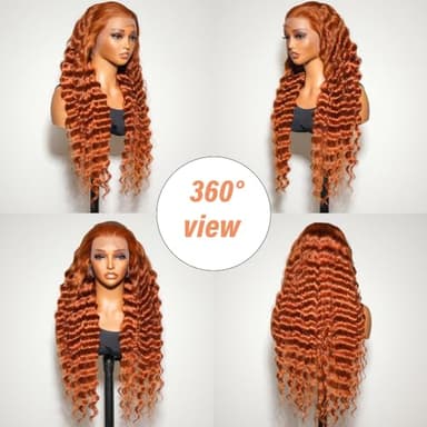 Bilisar 30 Inch Ginger Wig Human Hair 13x6 Deep Wave Lace Front Wigs 200 Density Hd Lace Curly Orange Wig Glueless Wigs Human Hair Pre Plucked Pre Cut With Baby Hair - Image 2