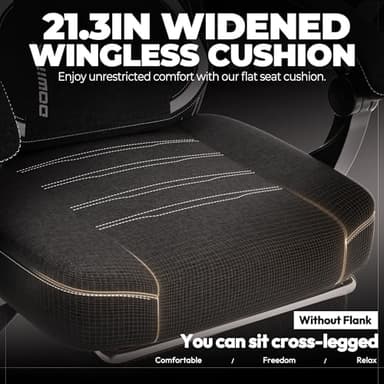 Dowinx Fabric Gaming Chair with Footrest, Big and Tall Ergonomic Gamer Chair with Lumbar Support, Wide Back Computer Chair for Heavy People, Black - Image 6