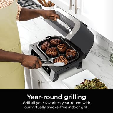 Ninja DG551 Foodi Smart XL 6-in-1 Indoor Grill with Air Fry, Roast, Bake, Broil, & Dehydrate, Foodi Smart Thermometer, 2nd Generation, Black/Silver - Image 3