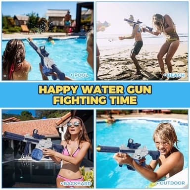 Electric Water Gun,Water Gun With Muzzle Light,Automatic Squirt Gun Long Range Blaster Up To 32 FT,Outdoor Party Shooting Game Toy With 2 Water Tanks & 2 Batteries,Ideal Summer Gift for Kids & Adults. - Image 7