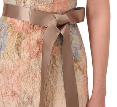 Adrianna Papell Women's Short-Sleeve Floral Matteleasse Column Gown, Blush Multi, 6 - Image 5