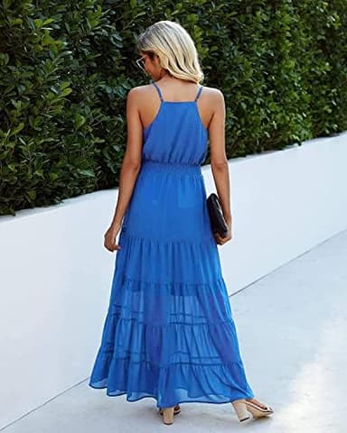 PRETTYGARDEN Women's 2026 Summer Maxi Dress Spaghetti Strap Sleeveless High Waist Beach Vacation Long Sundresses - Image 6