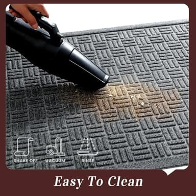 Mibao Front Door Mat Indoor Outdoor Entrance, Dirt Trapping Waterproof All-Season, All-Weather Doormat, Non-Slip Durable Natural Rubber Low Profile Easy Clean Patio Entrance Mat, 29.5" x 17", Grey - Image 6