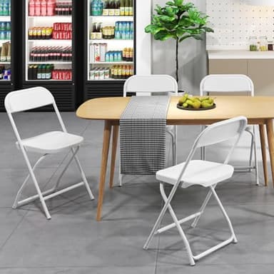 DUMOS 4 Pack Folding Chairs, Plastic Chairs with 330-Pound Capacity, Sturdy Metal Frame, Easy to Fold and Store, Comfortable for Indoor & Outdoor Use, Perfect for Home, Office, and Parties, White - Image 7