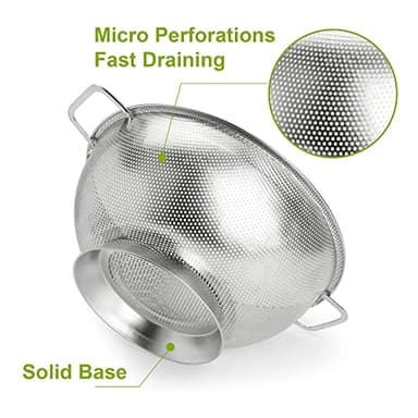 Gulex Colander Stainless Steel 3-Quart, Strainer for Kitchen Food, Dishwasher Safe - Image 3