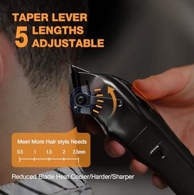 Ultra Quiet Cordless Hair Clippers for Men – High Torque 7800RPM Motor, Low Heat, Professional Hair Clippers with Charging Dock (Black) - Image 4