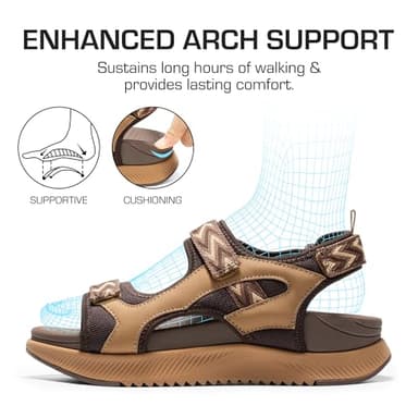 DREAM PAIRS Women's Walking Sandals Arch Support Orthopedic Recovery Hiking Sandals Thick Athletic Cushion Adjustable Strap for Plantar Fasciitis,Size 9,Brown,DWUMST2509 - Image 2
