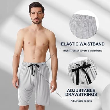 Men's Pajama bottoms Lounge Sleep Shorts Soft Comfortable Breathable Pajamas Shorts with Pockets 2 Pack, XXX-Large - Image 4