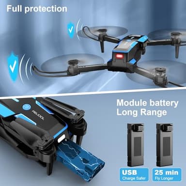 Drone with 1080P Camera - Foldable Remote Control Quadcopter with Voice Gesture Control, 3D Flip, One Key Start, Emergency Stop, 2 Batteries, Easier to use, Toy for Kids Adult Beginners - Image 6