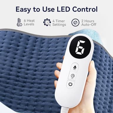 Heating Pad for Back/Neck/Shoulder Pain Relief,17"x33" Electric Heating Pads Cramps,XXXL Heated Pads with 6 Heat Settings,Mothers Day Gifts,Christmas Gifts for Men & Women/Mom/Wife/Sister - Image 6