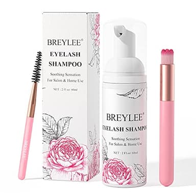 BREYLEE Eyelash Cleanser, Shampoo Foam & Brushes Eyelid Cleanser for Makeup Remover Paraben & Sulfate Free for Salon and Home Use(60ml, 2 fl oz) - Image 1