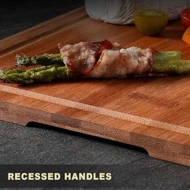 Hiware Wood Cutting Boards for Kitchen, Heavy Duty Bamboo Cutting Board with Juice Groove, Bamboo Chopping Board Set for Meat, Vegetables - 18" x 12" - Image 4
