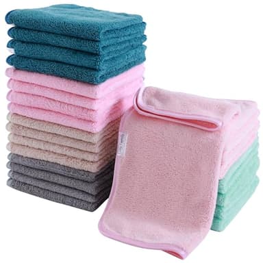 Cosy Family 24 Pack Soft Washcloths Set - 12 x 12 inches, Quick Drying - Highly Absorbent Coral Velvet Fingertip Towel Bathroom Wash Clothes for Bath, Spa, Facial, Kitchen - Light Color - Image 1