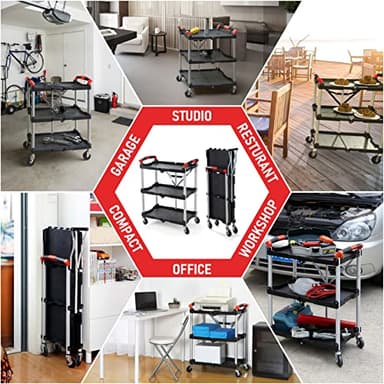 Olympia Tools 410-007 Pack-N-Roll 150 lbs Folding Collapsible Service Cart, Black/Red - Image 4