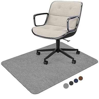 Corduroy Office Chair Mat for Hardwood Floor, 55"x35" Desk Chair Rug for Rolling Chair, Large Anti-Slip Backing Low-Pile Rug Floor Mat for Office/Home Light Grey - Image 1