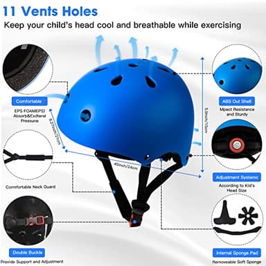 Toddler Kids Bike Helmet Set - Adjustable Cycling Helmet with Knee, Elbow Pads & Wrist Guards Sport Protective Gear Little Kid - Image 4