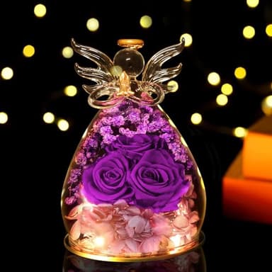 Beferr Birthday Gifts for Women Mom Fresh Flowers for Delivery Prime Forever Preserved Rose in Glass Angel Figurine for Grandma Sister Daughter Wife - Image 2