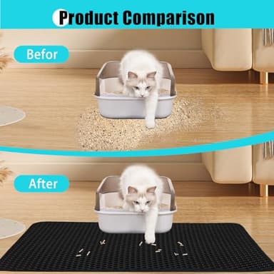 FADEYJ Cat Litter Mat, Kitty Litter Collector, Double Layered Honeycomb Design Waterproof, Anti Urine, Anti Slip, Easy to Clean, Limit Garbage (30"x24", Black) - Image 7