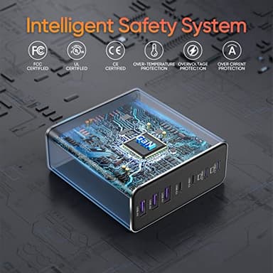 Aluminum Alloy USB C Charger GaN Charger Fast USB C Charging Station 7 Ports 65W Laptop for MacBook Pro/Air/iPad Pro/iPhone (Orange-4C3A) - Image 6