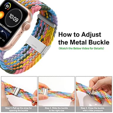 Bandiction Compatible with Apple Watch Bands 44mm 40mm 38mm 42mm 41mm 45mm 46mm 49mm, iWatch Bands Women Men,Adjustable Braided Solo Loop Elastic Sport Band for iWatch Ultra SE Series 10/9/8/7/6/5/4 - Image 3