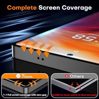 TOCOL for Samsung Galaxy S25 Ultra Screen Protector [9H Hardness] [Military Grade Shatterproof] HD Tempered Glass 2 Pack - Image 4