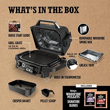 Ninja OG751 Woodfire Pro Outdoor Grill Built-In Thermometer,7-in-1 Master Grill,BBQ Smoker,& Outdoor Air Fryer Plus Bake,Roast,Dehydrate & Broil,Woodfire Technology,Weather-Resistant,Grey XL - Image 16