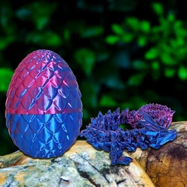 HEFANDAISHU 3D Printed Dragon with Dragon Egg,12inch Flexible Dragon Toy with Articulated Dragon Inside Fidget Toys for Autism/ADHD Easter Toys Gifts(PurpleBlue) - Image 7