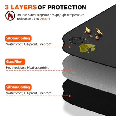48 x 36 Inch Under Grill Mat for Outdoor Grill, Double-Sided Fireproof Deck and Patio Protector, BBQ and Fire Pit Mat, Outdoor Grill Accessory, Oil-Proof Waterproof - Image 3