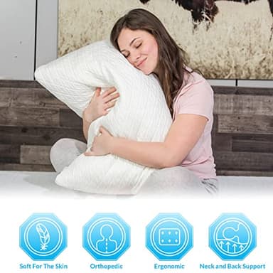 Elif Home Goods 2 Pack King Size Rayon Derived from Bamboo Pillows, Cooling Shredded Memory Foam Bed Pillow Sets for Side, Back, Stomach Sleepers, Adjustable, Washable Cover, King (Pack of 2) - Image 2