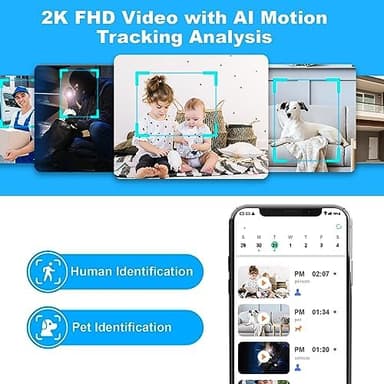 2K Pan/Tilt Security Camera, WiFi Indoor Camera for Home Security with AI Motion Detection, Baby/Pet Camera with Phone App, Color Night Vision, 2-Way Audio, 24/7, Siren, TF/Cloud Storage - 2 Pack - Image 5