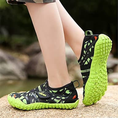 UBFEN Water Shoes for Kids Boys Girls Aqua Socks Barefoot Beach Sports Swim Pool Quick Dry Lightweight Toddler Little Big Kid A Green 5 Big Kid - Image 6