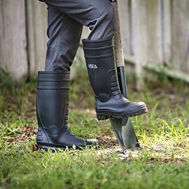 HISEA Men's Steel Toe Rain Boots PVC Rubber Boots, Waterproof Garden Fishing Outdoor Work Boots, Durable Slip Resistant Knee Boots for Agriculture and Industrial Working, Black Size 10 - Image 3