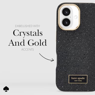 kate spade new york iPhone 16 Case - Compatible with MagSafe - Designer Phone Case - Crystal Pave Nightfall - Image 5