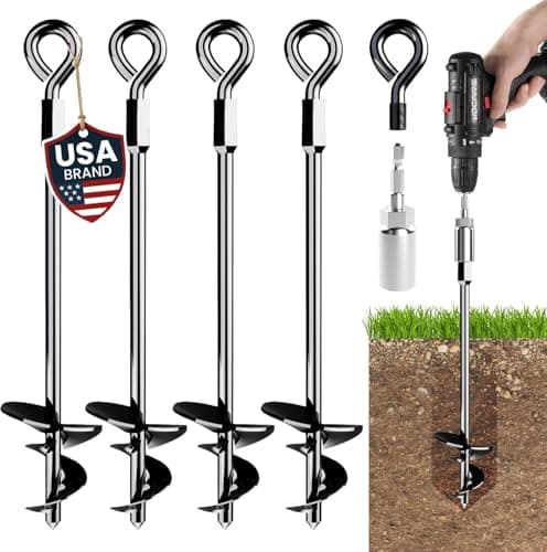 15" Ground Anchors Screw-in - Heavy Duty for High Winds - Ground Stakes - Earth Anchors for Sheds, Swing Sets, Tents, Trampolines, Gazebos, Carports, and Hurricane Tie-Downs - Image 1