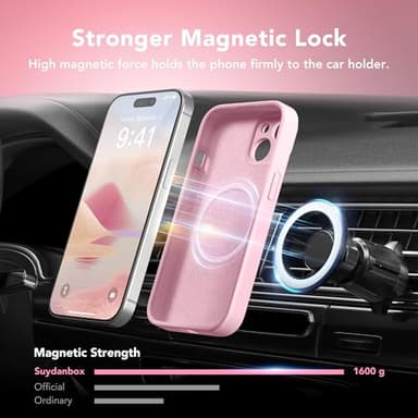 SuydanBox Magnetic for iPhone 15 Case, Compatible with MagSafe, [Screen Protector + Full Camera Protection], Silicone Shockproof Anti-Scratch Protective Phone Case for iPhone 15 6.1", Chalk Pink - Image 3