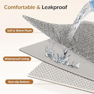 Tivray Dog Bed Cover, Washable Replacement Large Dog Bed Sheet with 3-Sided Continuous Zipper, Waterproof Liner, Soft Plush, Pet Mattress Fluffy Protector, 44x32x3 inches - XL, Cover Only Grey - Image 3