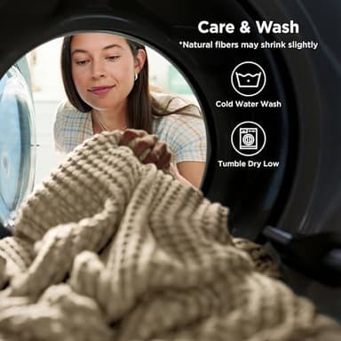 Bedsure Cooling Cotton Waffle Queen Size Blanket -Lightweight Breathable Blanket of Rayon Derived from Bamboo for Hot Sleepers, Luxury Throws for Bed, Couch and Sofa, Light Brown, 90x90 Inches - Image 7