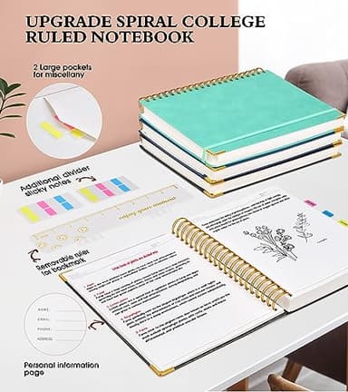 Spiral Notebook Journal 8.5” x 11”, 300 Pages Hardcover Leather Lined Journals for Women Men, A4 Large College Ruled Notebooks with 100 GSM Thick Paper, Spiral Journal for Writing Work School, Black - Image 5