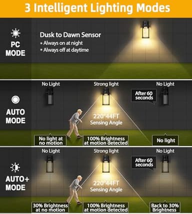 OYKYOHEI Outdoor Wall Porch Light with Outlet,3 Lighting Modes Motion Sensor Light Fixture, Waterproof 10W Integrated LED Light Fixture for House,480LM 3000K Exterior Light for Garage Patio - Image 5