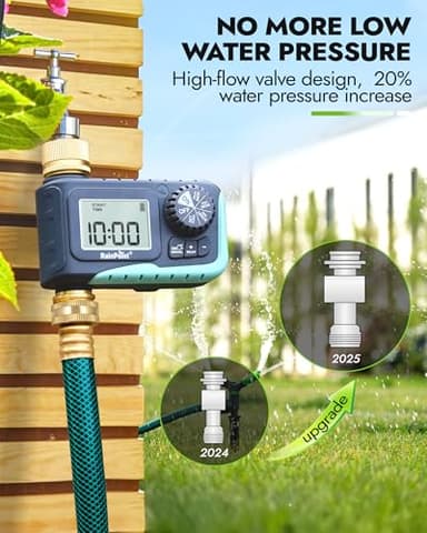 RAINPOINT Sprinkler Timer with Brass Inlet & Outlet, Programmable Hose Timer for Garden Soaker Hose, Watering Timer with Rain Delay/Manual Watering System, Digital Drip Irrigation for Yard, Lawn - Image 7